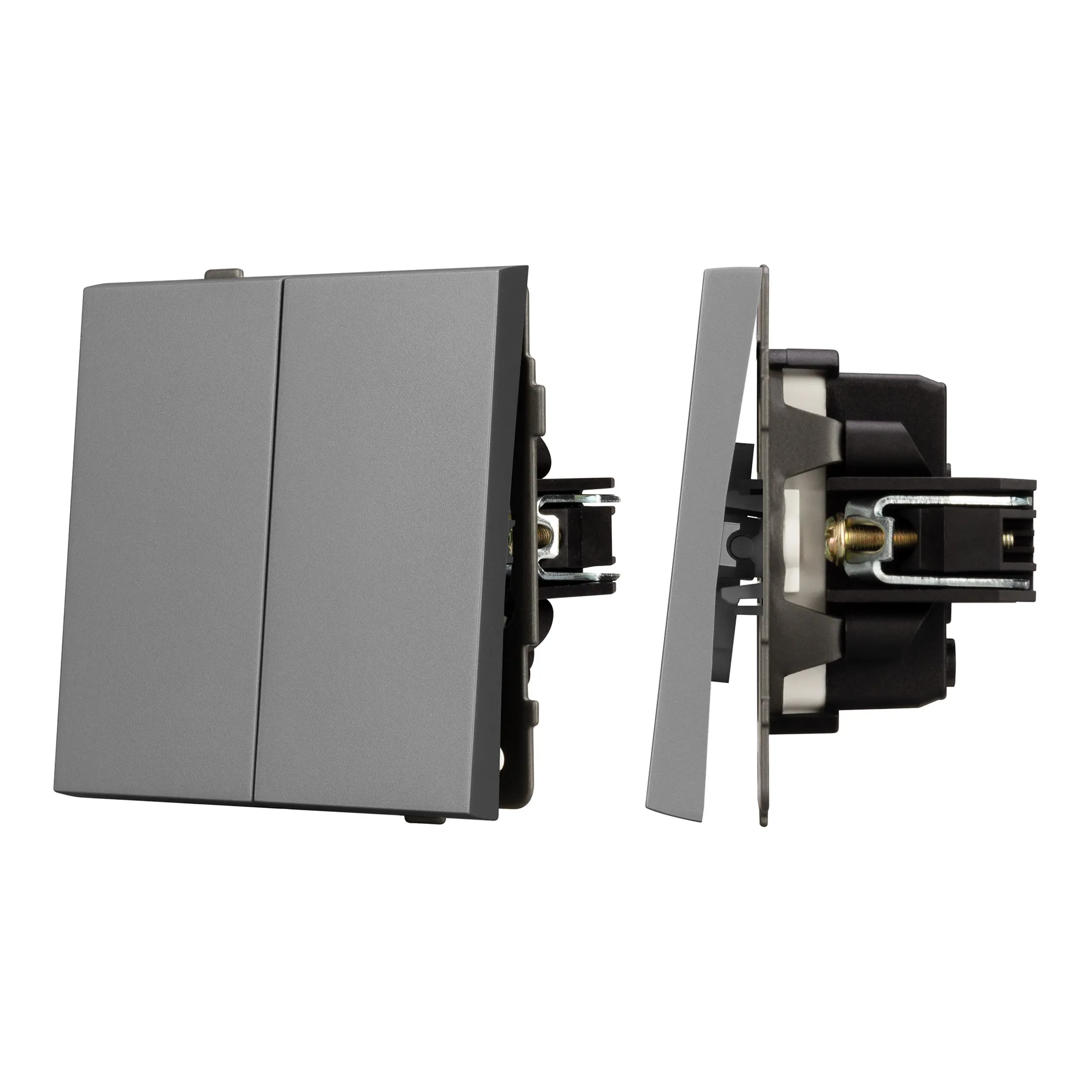 Механизм выключателя двухклавишный непроходной SWT-TENDO-MK02-PL-GR (230V, 10A) (Arlight, -)