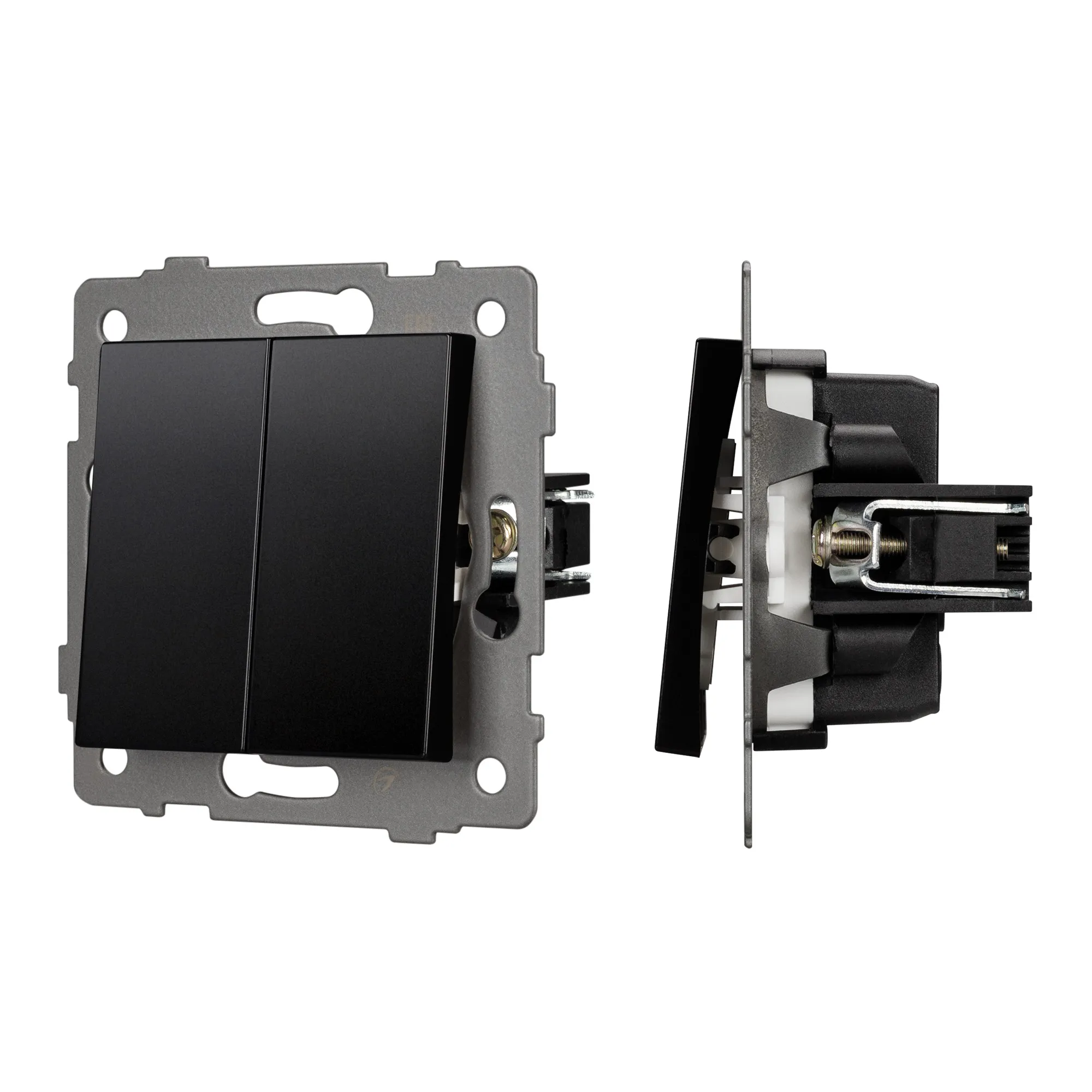 Механизм выключателя двухклавишный проходной SWT-MKP2-PL-BK-V (250V, 10A) (Arlight, -)